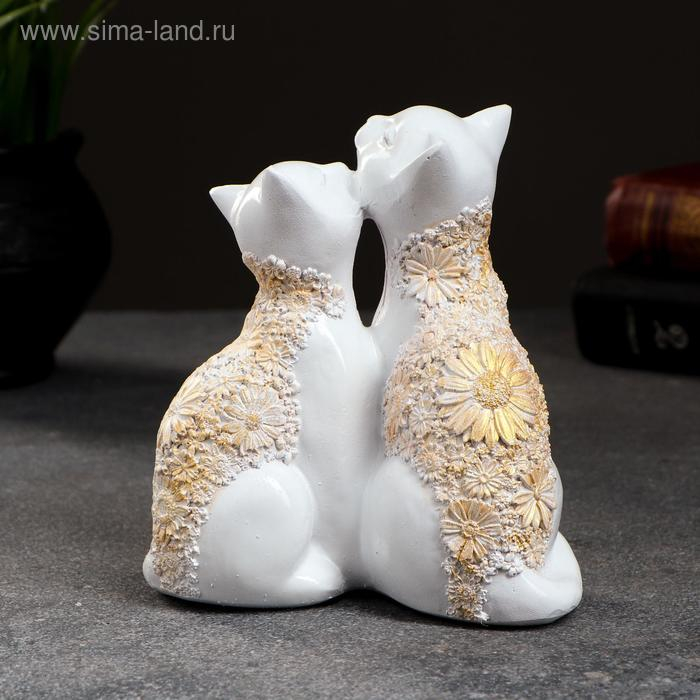 Фигура Фигура "Кот и Кошка" белая с золотом, 14х13см