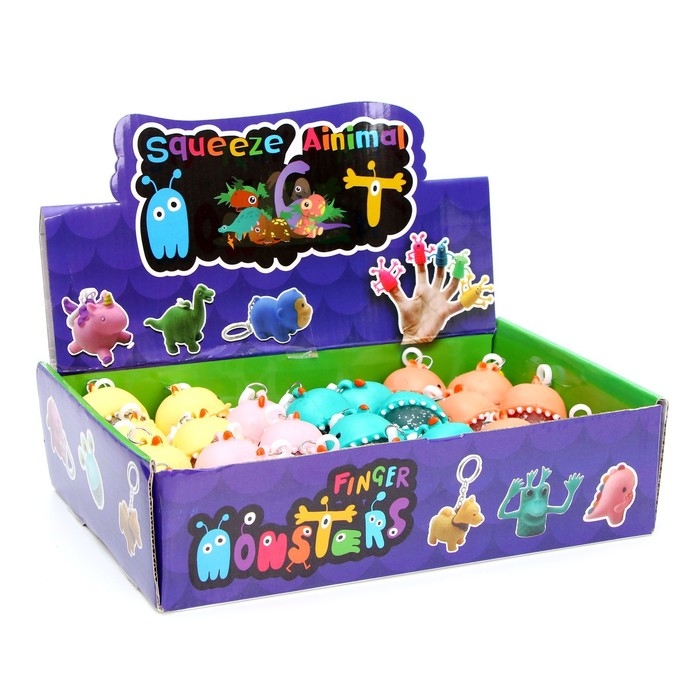 Мялка &laquo;Зубастый чудик&raquo; на брелоке, набор 3 штуки, цвет МИКС