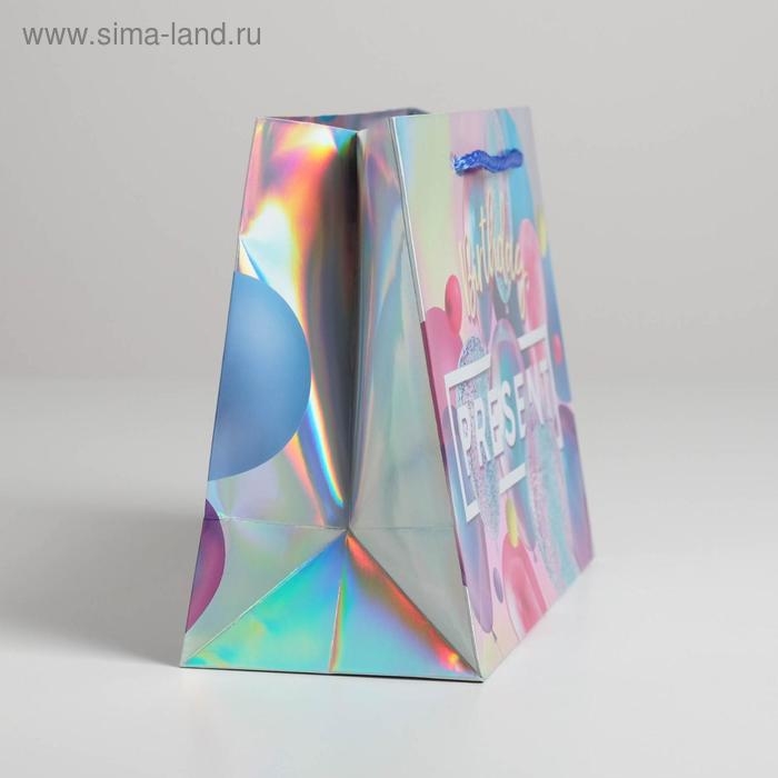 Пакет подарочный голографический, упаковка, Birthday Present, 23 х 10 х 18 см Пакет подарочный голографический, упаковка, Birthday Present, 23 х 10 х 18 см