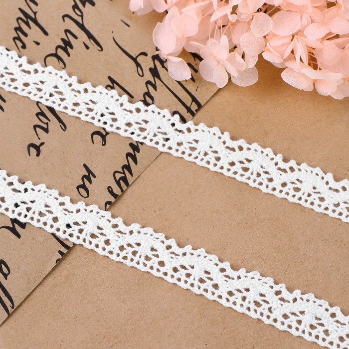 Кружево вязаное, 14 мм × 15 ± 1 м, цвет кипенно-белый Кружево вязаное, 14 мм × 15 ± 1 м, цвет кипенно-белый