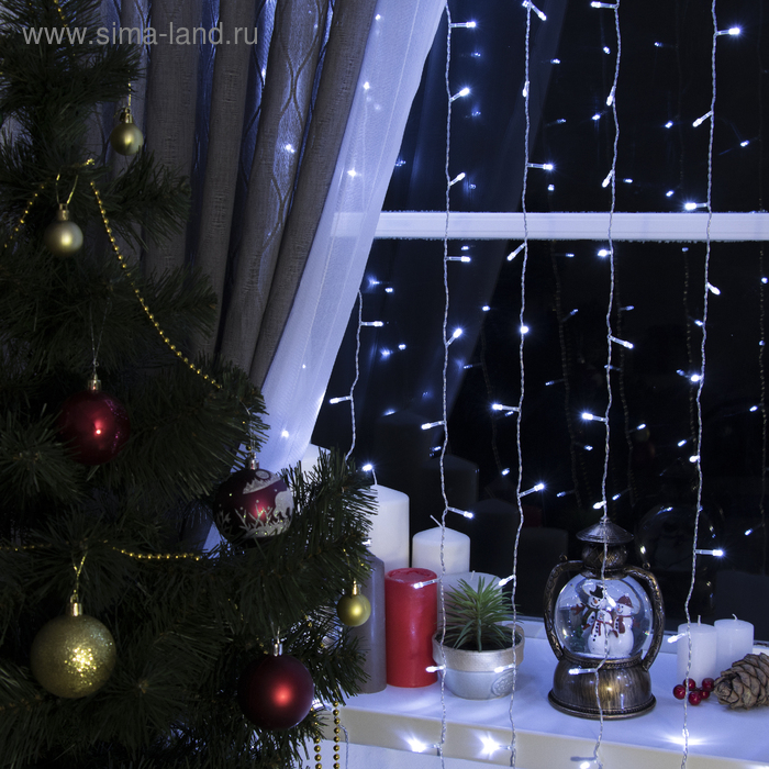 Гирлянда «Занавес» 2 х 3 м, IP20, прозрачная нить, 720 LED, свечение белое, 8 режимов, 220 В Гирлянда «Занавес» 2 х 3 м, IP20, прозрачная нить, 720 LED, свечение белое, 8 режимов, 220 В