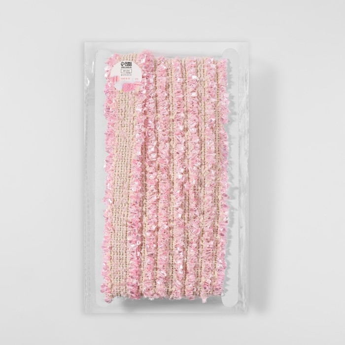 Тесьма декоративная «Твидовая», двусторонняя, 30 мм, 5 ± 0,5 м, цвет розовый Тесьма декоративная «Твидовая», двусторонняя, 30 мм, 5 ± 0,5 м, цвет розовый