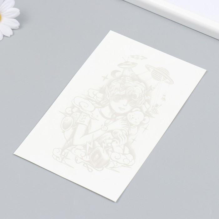 Татуировка на тело синяя Татуировка на тело синяя "Космический мальчик" 18х11 см