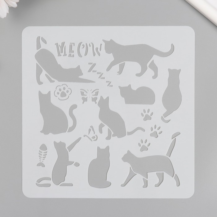 Трафарет пластик Трафарет пластик "Коты" 20х20 см