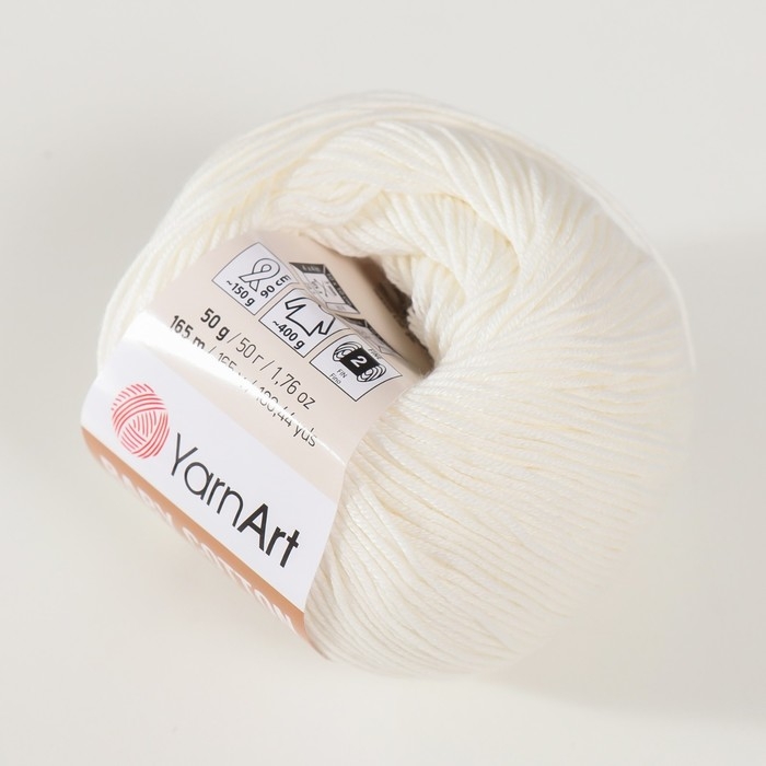 Пряжа Пряжа "Baby cotton" 50% акрил 50% хлопок 165м/50гр (401 белый)