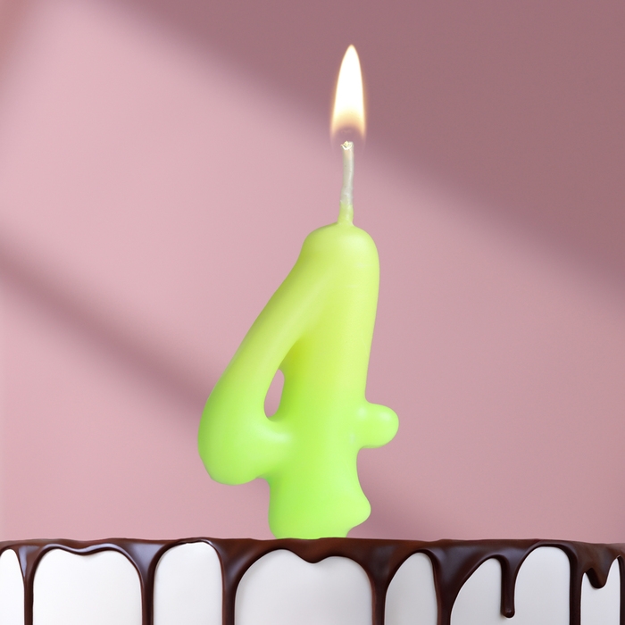 Свеча для торта цифра Свеча для торта цифра "Люминесцентная", 5,5 см, цифра "4"