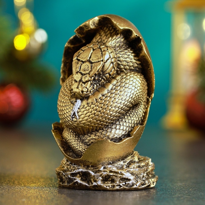 Новый год. Символ 2025. Фигура  Новый год. Символ 2025. Фигура "Змея в яйце" 4х4х7см, бронза
