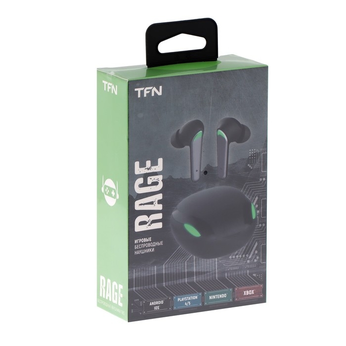 Наушники беспроводные TFN Rage, TWS, игровые, отклик 55мс, BT 5.1, 30/300мАч, сенсор, черные Наушники беспроводные TFN Rage, TWS, игровые, отклик 55мс, BT 5.1, 30/300мАч, сенсор, черные