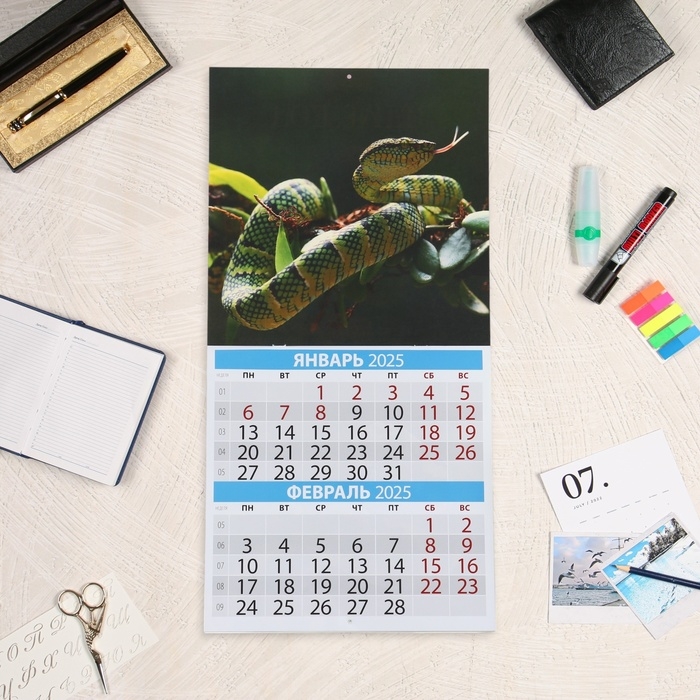 Календарь перекидной на скрепке Календарь перекидной на скрепке "Символ года - 1" 2025 год, 6 листов, 29х29 см