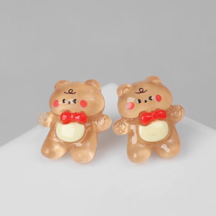 Серьги пластик «Мишутка», цветные в серебре Серьги пластик «Мишутка», цветные в серебре