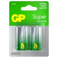 Батарейка алкалиновая GP Super Alkaline, C, LR14-2BL, 1.5 В, блистер, 2 шт.