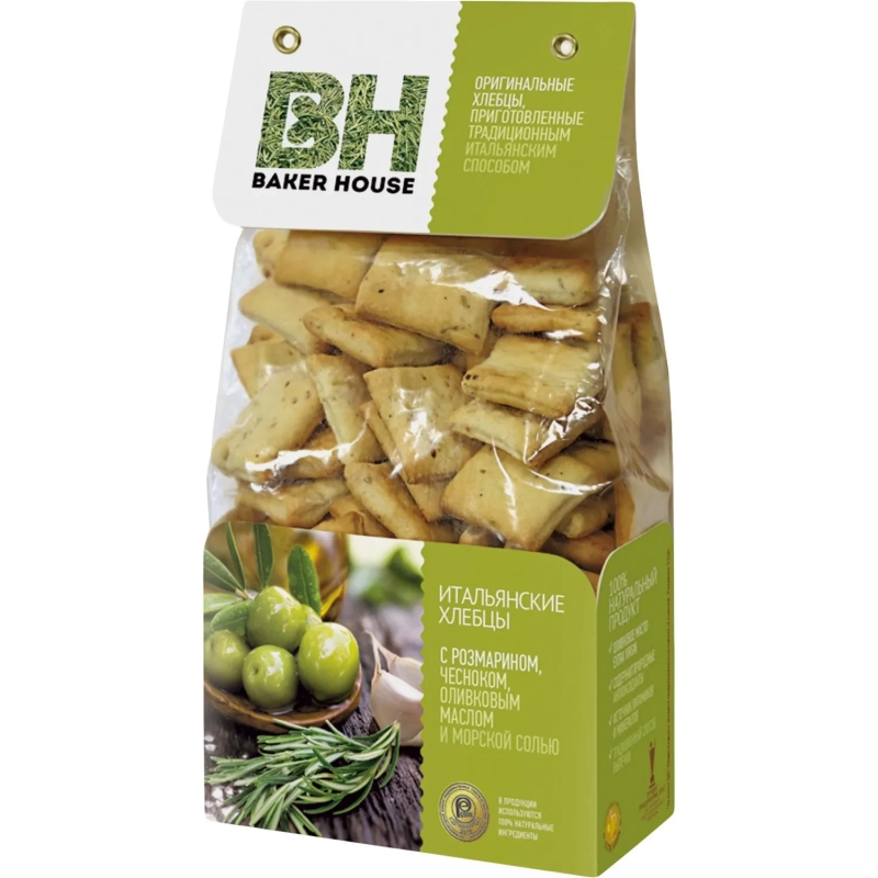Хлебцы Итальянские BAKER HOUSE розмар чесн олив масл соль 1/250 Раменс 1,75