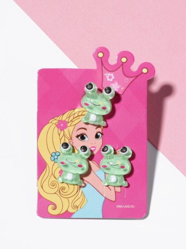 Набор детский Набор детский "Выбражулька" 2 предмета: клипсы, кольцо, лягушка, цвет зеленый