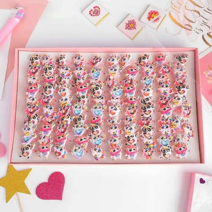 Кольцо детское «Выбражулька» весёлые зверюшки, форма МИКС, цветное Кольцо детское «Выбражулька» весёлые зверюшки, форма МИКС, цветное