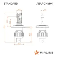 Лампа светодиод. H4 STANDARD, 17Вт, 4000Лм (2000Лм x 2), 3000К, 12В, кмпл. 2 шт.
