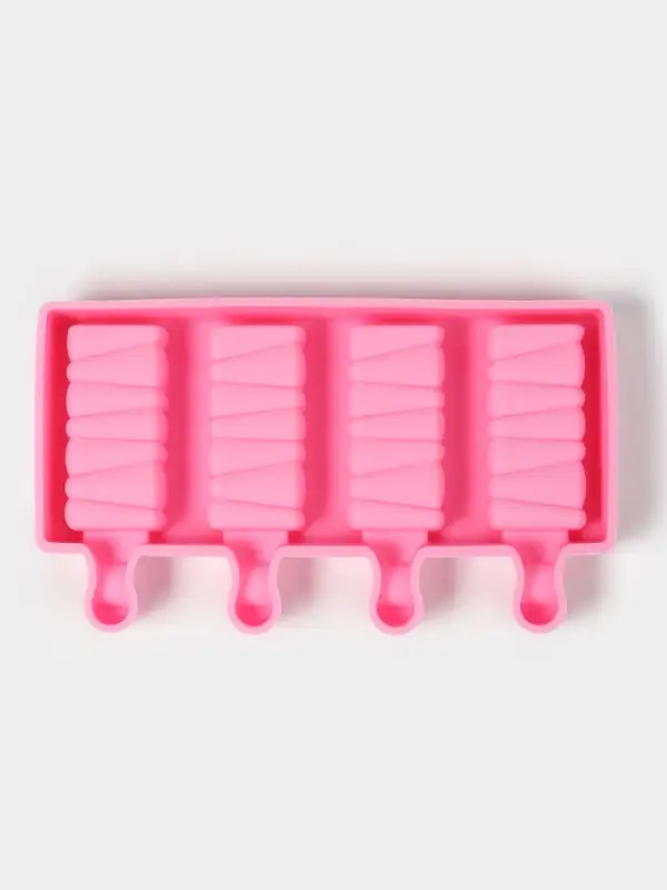 Форма для мороженого &laquo;Твистер&raquo;, силикон, 19.6&times;11&times;2.4 см, 4 ячейки, розовая