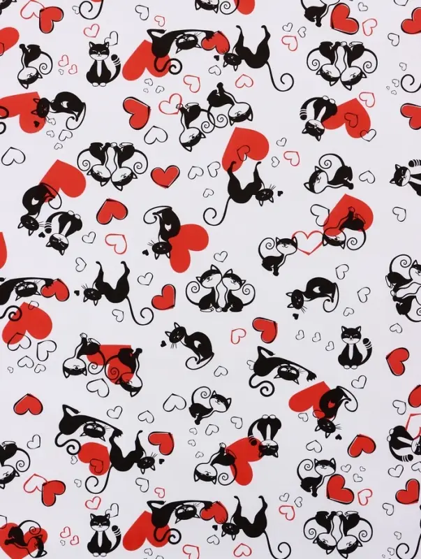 Бумага упаковочная крафт белый &laquo;Ля Мур&raquo;, черный/красный, 0.72&times;10&plusmn;5% м, 60 г