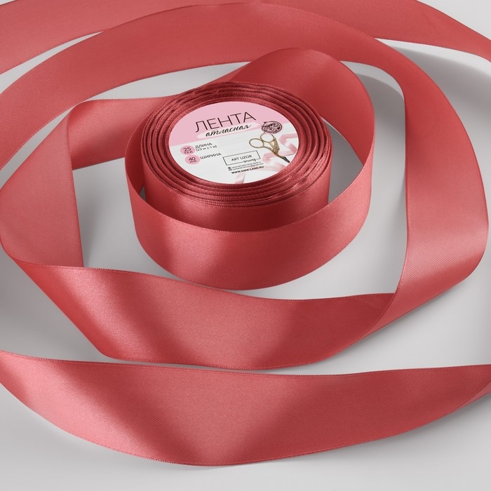 Лента атласная, 40 мм × 23 ± 1 м, цвет розовый антик №102 Лента атласная, 40 мм × 23 ± 1 м, цвет розовый антик №102