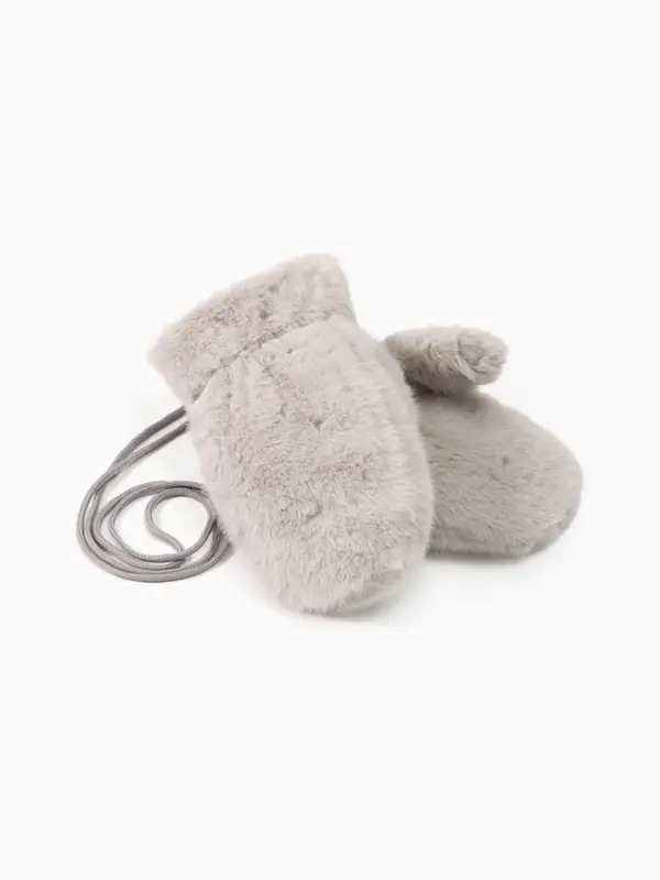 Варежки подросковые MINAKU, пушистые, 20 см цв.серый