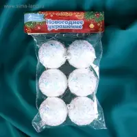 Ёлочные шары &laquo;Снежное сияние&raquo;, d=5 см, набор 6 шт., белые