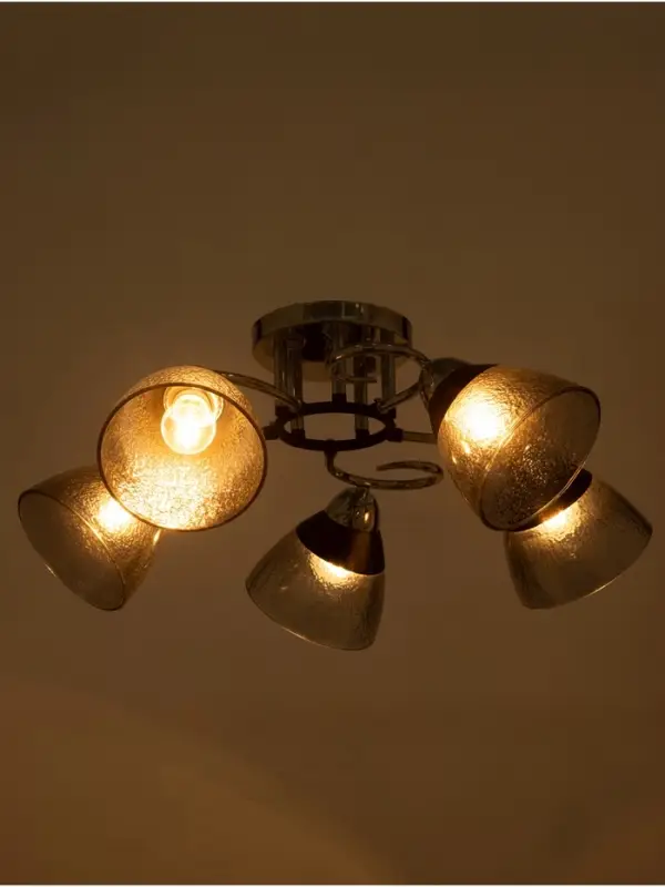 Люстра &laquo;Дождь&raquo; 5&times;40 Вт Е27 хром 58&times;58&times;24 см