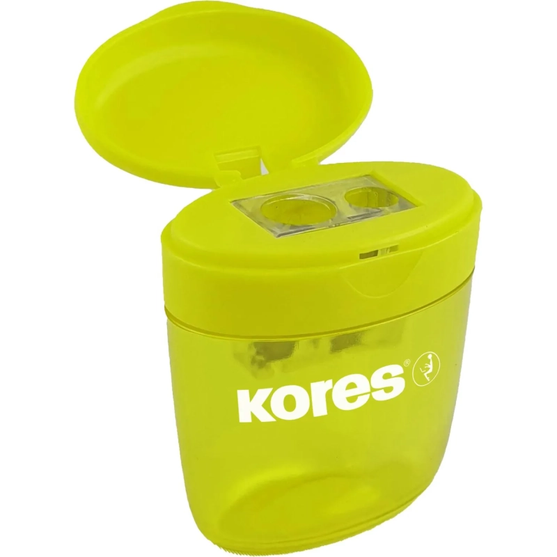 Точилка для карандашей Kores Deposito с контейнером, 2 отв, пластик,ассорти