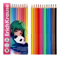 Карандаши 12 цветов ErichKrause Panda Hugs пластиковые, трехгранные, 3 мм, в ПЭТ-боксе с европодвесом