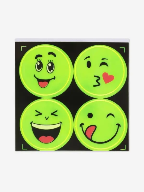 Светоотражающие наклейки &laquo;Смайлы&raquo;, d=5 см, 4 шт. на листе, жёлтые