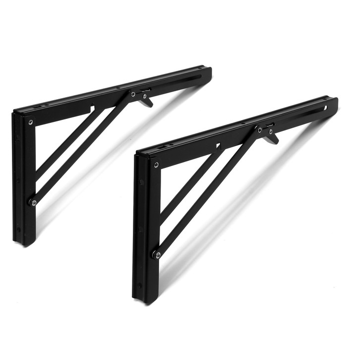 Кронштейн складной для столов и полок ТУНДРА, K001, 2 шт, длина 350 мм, сталь цвет черный Кронштейн складной для столов и полок ТУНДРА, K001, 2 шт, длина 350 мм, сталь цвет черный