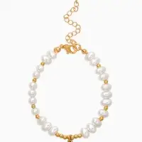 Браслет жемчуг "Рисинкис сердцем" , цвет белый в золоте