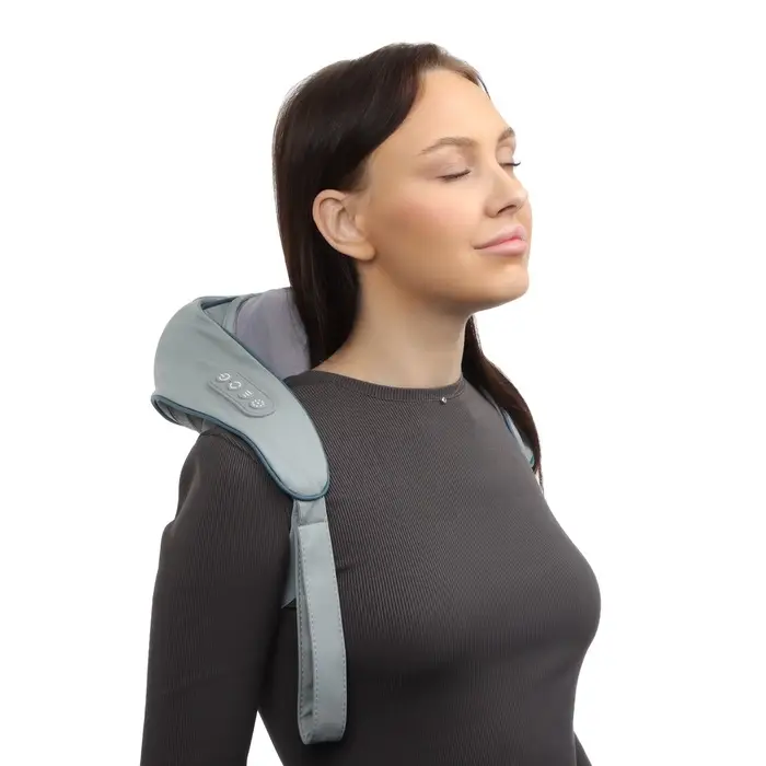 Массажёр для спины и шеи LEM-29, наплечный, ИК подогрев, серый