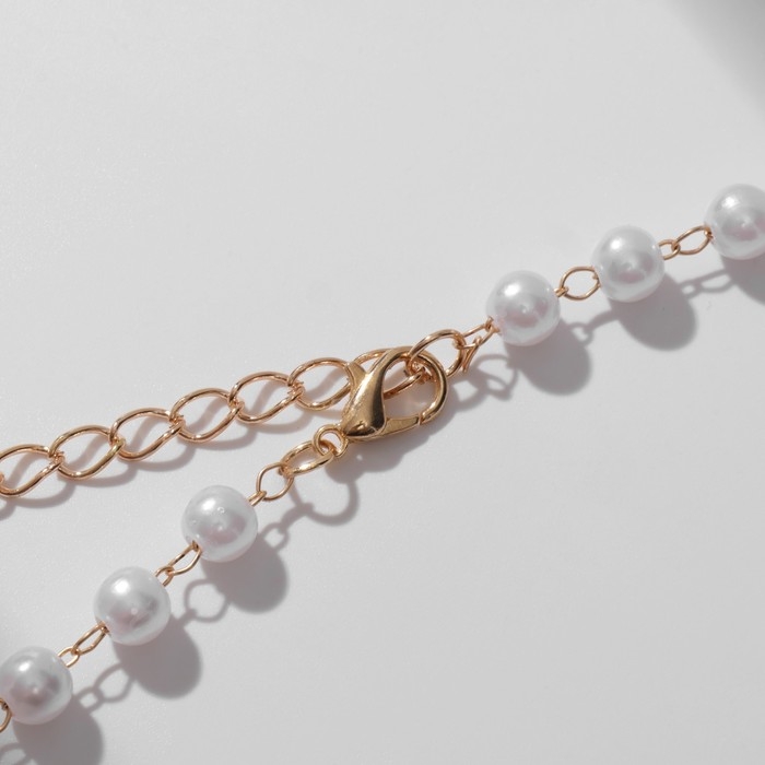 Кулон с жемчугом «Олимпия» подвеска сердце, цвет белый в золоте, 30 см