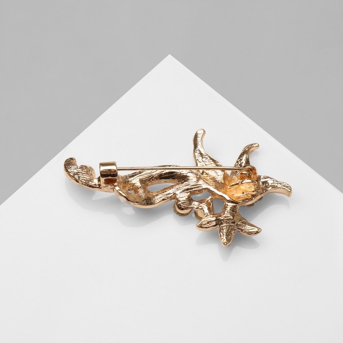 Брошь «Птица счастья», цвет бело-голубой в золоте Брошь «Птица счастья», цвет бело-голубой в золоте