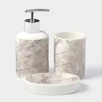 Набор аксессуаров для ванной комнаты Доляна &laquo;Розовое золото&raquo;, 3 предмета, мыльница, дозатор для мыла 350 мл, стакан 300 мл