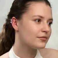 Серьги &laquo;Каффы&raquo;, набор 2 шт. стразик, белые в серебре