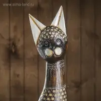 Сувенир дерево "Кошка с пятнышками и цветочками" 7,5х15х100 см