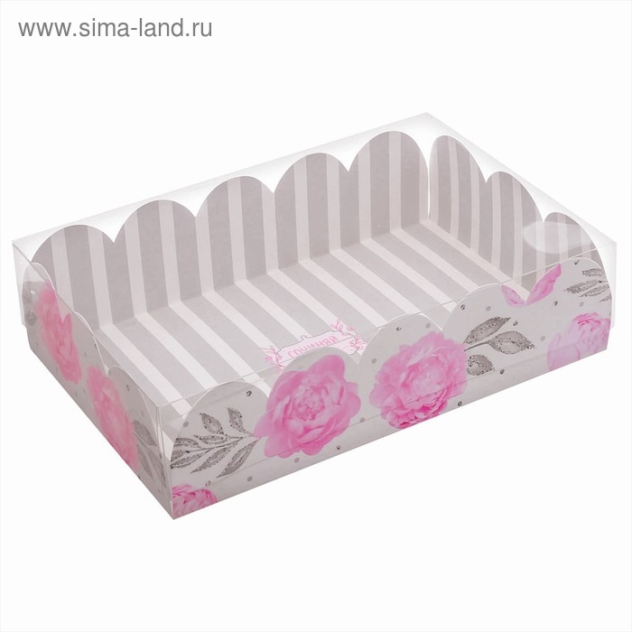 Коробка для печенья, кондитерская упаковка с PVC крышкой, «Нежность», 20 х 30 х 8 см Коробка для печенья, кондитерская упаковка с PVC крышкой, «Нежность», 20 х 30 х 8 см
