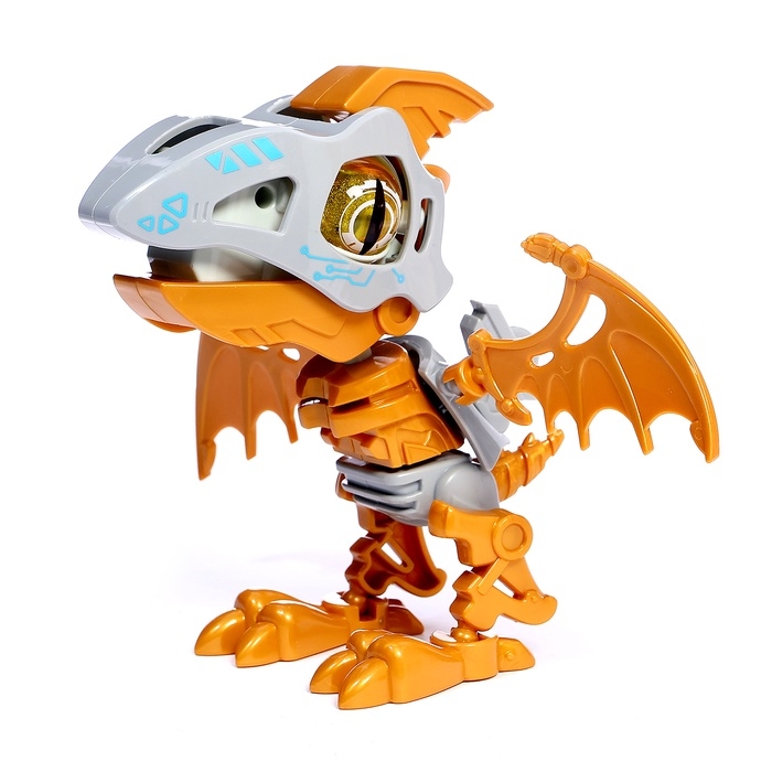 Электронный конструктор динозавр «Динобот», со звуком и подсветкой, на батарейках, цвет МИКС