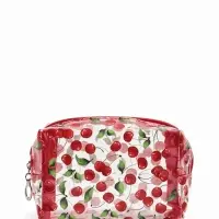 Косметичка женская Cherry, для бассейна, на молнии, прозрачная, красная