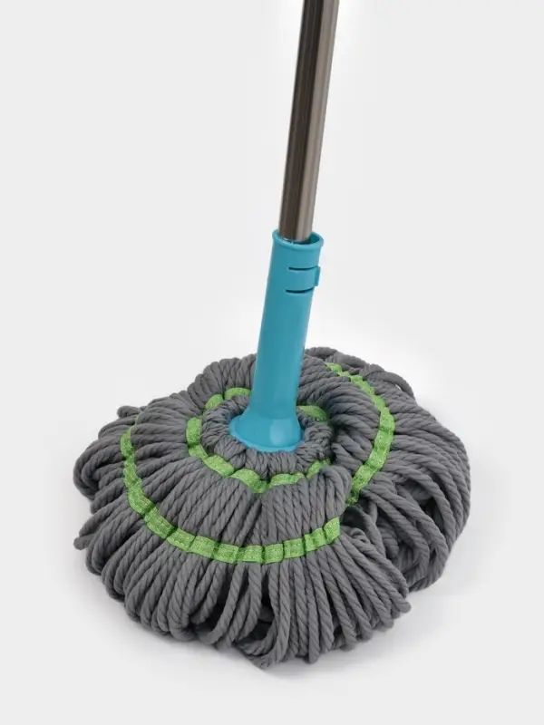 Швабра с отжимом Доляна, верёвочная насадка из микрофибры, нержавеющая телескоп ручка, высота 120 см