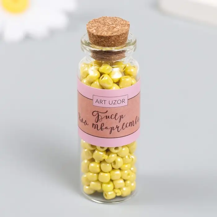 Бисер 6/0 в бутылочке  Бисер 6/0 в бутылочке "Золотой абрикос" 20 гр керамический блеск 6х2х2 см