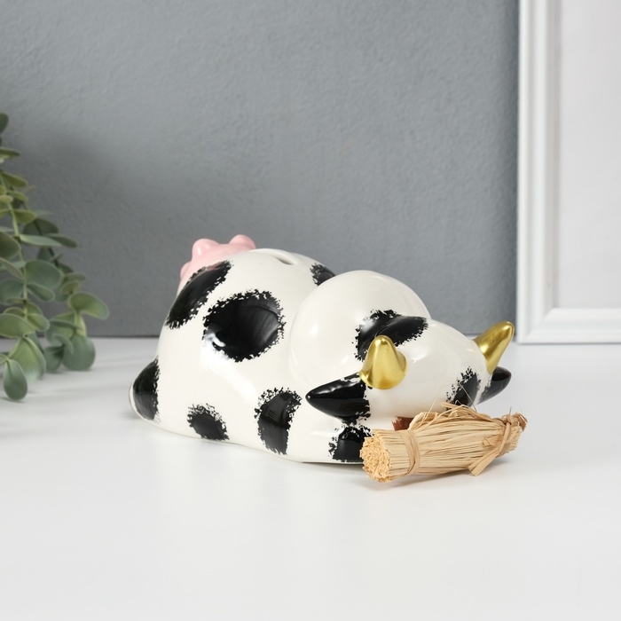 Копилка керамика  Копилка керамика "Коровка на сене" 18,5х10,8х9,7 см