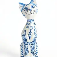 Фигура &laquo;Кошка с синей росписью&raquo;, 9&times;4.5&times;30 см, дерево