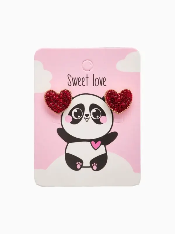 Серьги со стразами &laquo;Сердце&raquo; sweet love, цвет красный в золоте