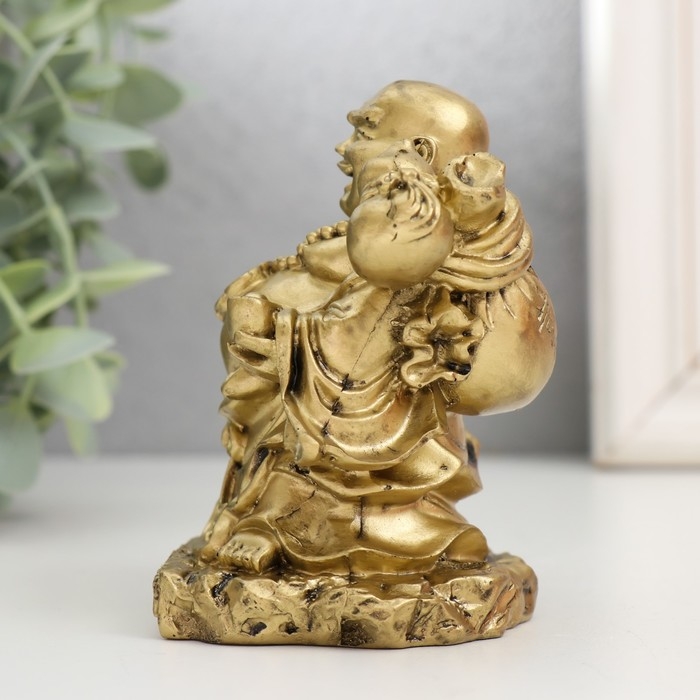 Нэцкэ полистоун под бронзу Нэцкэ полистоун под бронзу "Хотей с чашей. Удача" 6х8х9,5 см