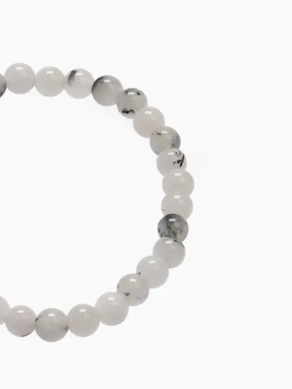 Браслет из бусин &laquo;Агат волосатик&raquo;, d=5 см, шар №6, белый