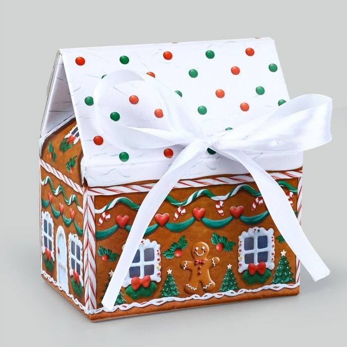 Коробка подарочная новогодняя складная « Пряничный домик », 15 х 18 х 10 см, Новый год Коробка подарочная новогодняя складная « Пряничный домик », 15 х 18 х 10 см, Новый год
