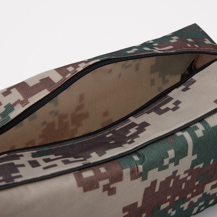 Косметичка дорожная на молнии, с ручкой, цвет бежевый/камуфляж Косметичка дорожная на молнии, с ручкой, цвет бежевый/камуфляж