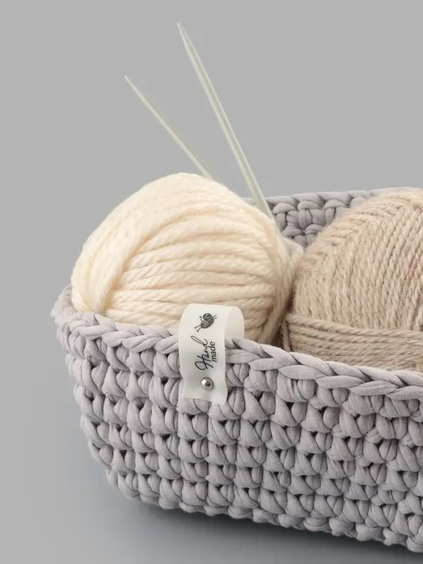 Бирка с кнопкой Hand made, 8&times;1.8 см, 10 шт., белая, чёрная