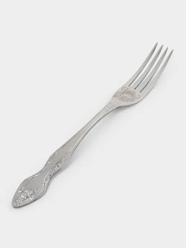 Вилка столовая &laquo;Тройка&raquo;, длина 19.5, толщина 2 мм, художественная роспись, нержавеющая сталь, серебристая